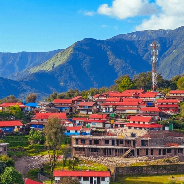 Traditional Gurung village houses in Ghalegaun, Nepal