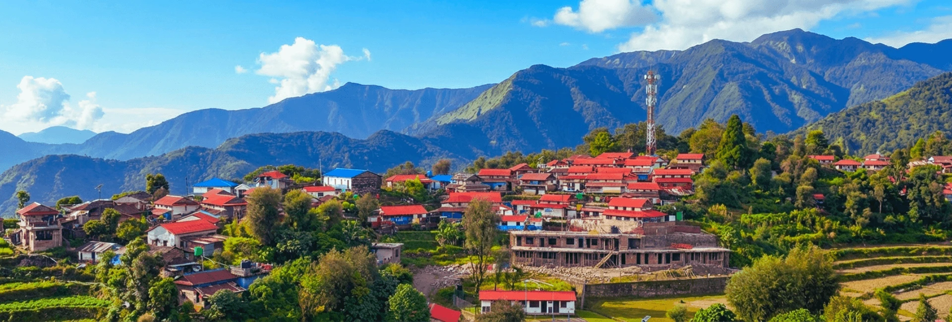 Traditional Gurung village houses in Ghalegaun, Nepal