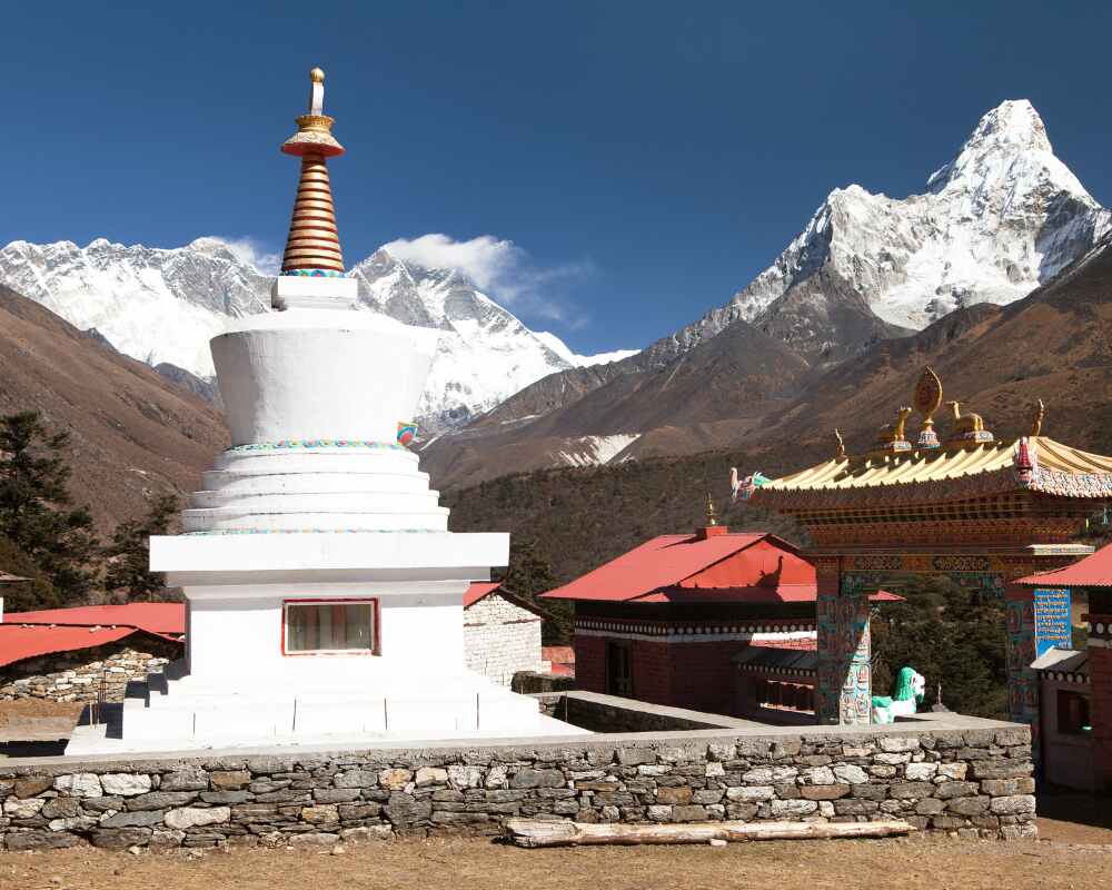 Everest View from Tengboche Courtyard