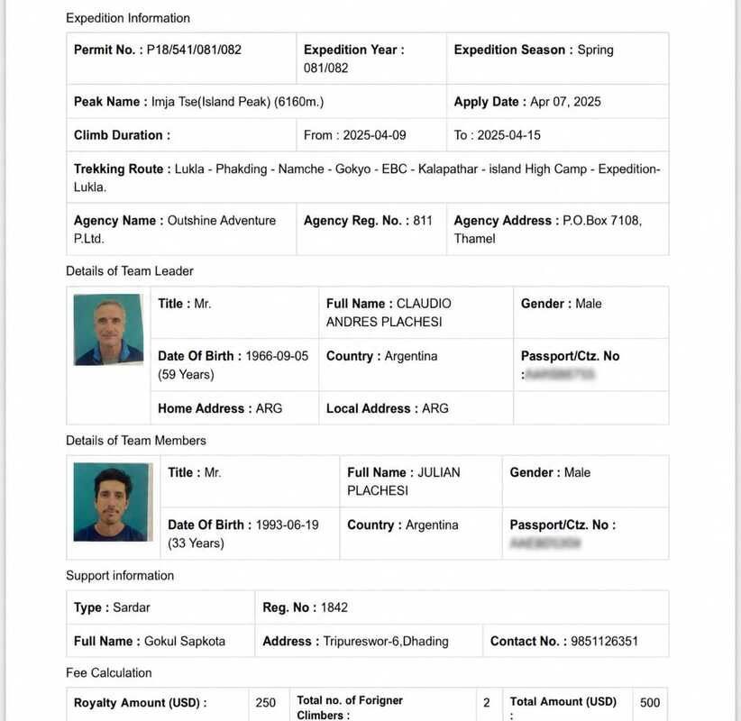 NMA Permit for the Peak Climbing in Nepal