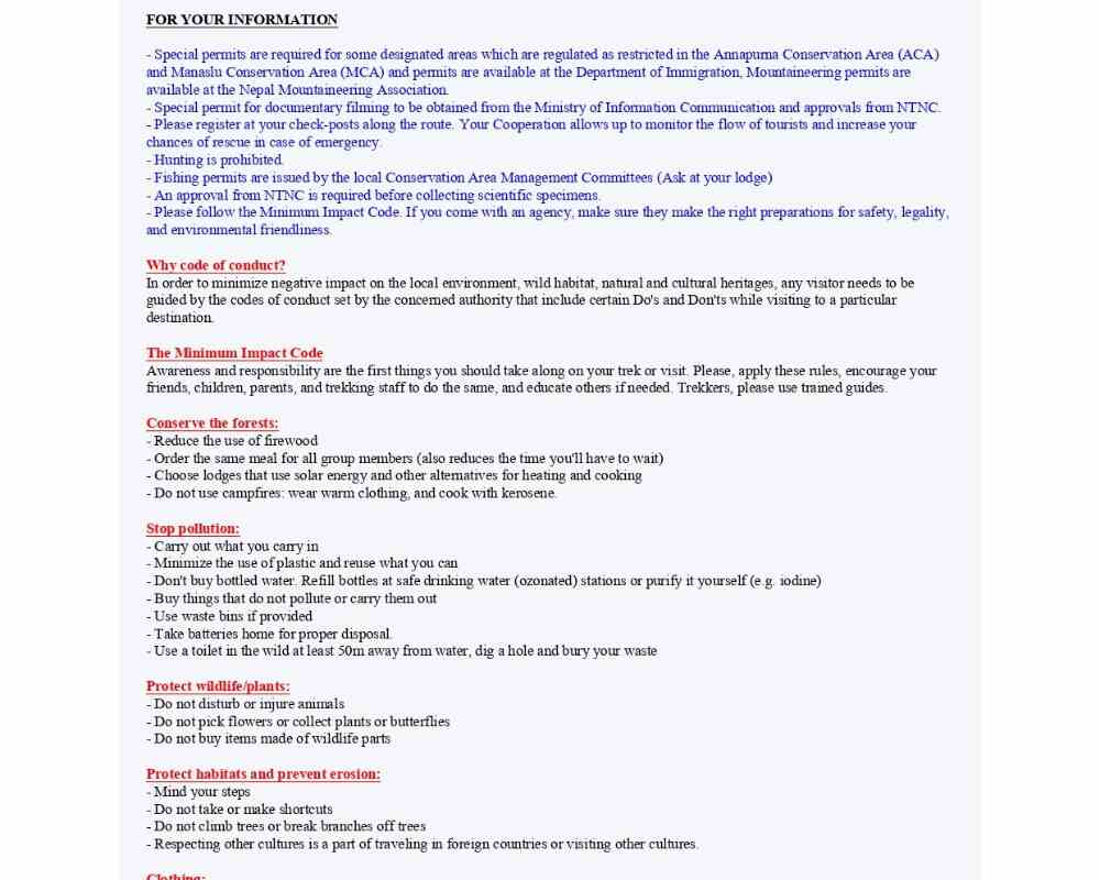 Trekking Information