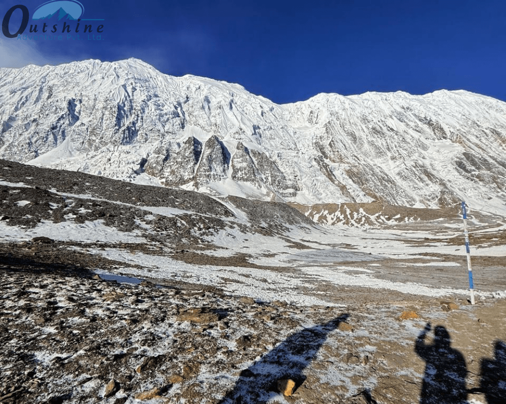 Trekkers at the Thorong La Pass summit on the Annapurna Circuit